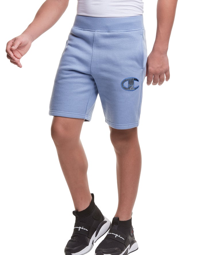 Champion Boys Shorts NZ - Reverse Weave Fleece Tonal Logo Light Blue ( 3865-WMSGR )